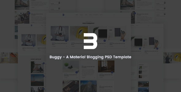 Buggy - Material Blog, Magazine PSD Template