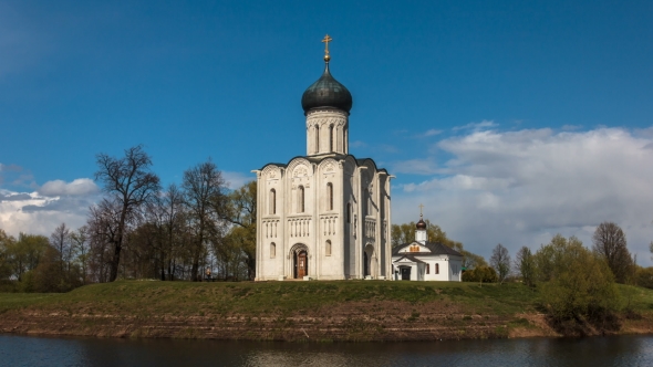 Limestone Russian Church of 12Th Century. Bogolyubovo, Vladimir Region, Golden Ring