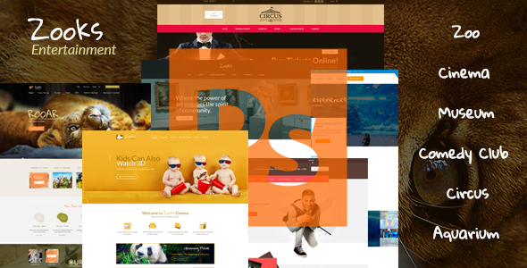 Zooks - Zoo, Cinema, Museum, Comedy Club, Circus & Aquarium HTML5 Template