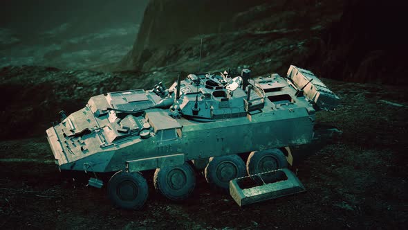 Old Military Vehicle in Afghanistan Mountains