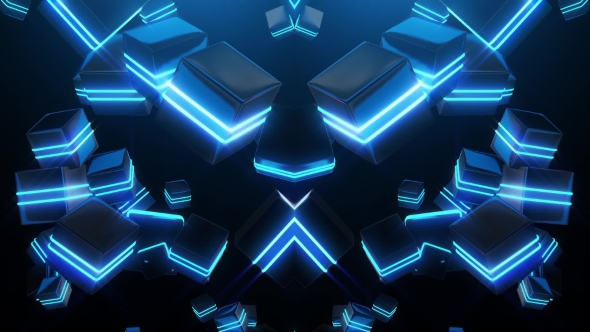 Abstract Blue Neon Squares