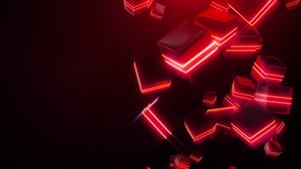 Abstract Red Neon Squares