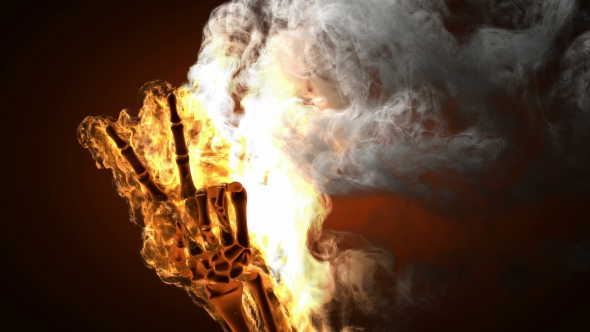 Burning Skeleton Peace Sign alt