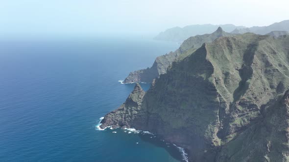 Mountain Aerial of Cliffs High Mountains Along the Atlantic Coast Line