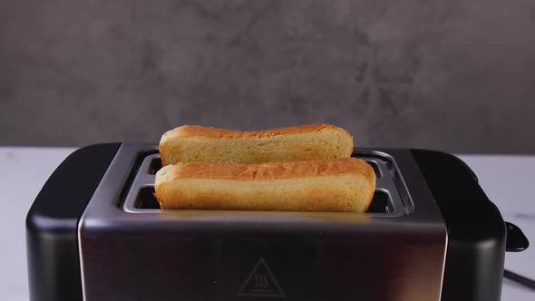 Slices of Toast Coming Out of the Toaster