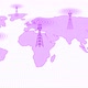 Purple Color Network Tower Wave Signal Animated On World Map White Background - VideoHive Item for Sale
