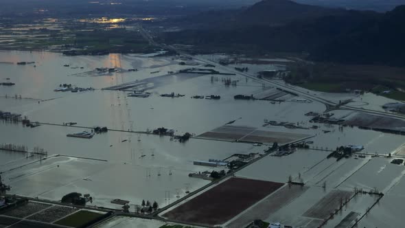 Global Warming Causing Devastating Floods in West Canada, Aerial View.