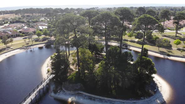 Aerial View of an Lake Island