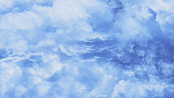 Flying Through Blue Clouds Over the Mountains alt