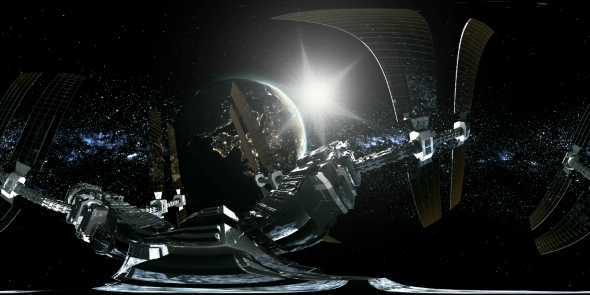 International Space Station Orbiting Earth in Virtual Reality alt
