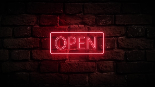 Red Neon Sign Open alt