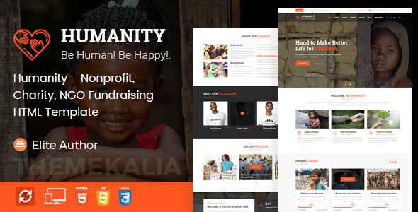 Humanity - Nonprofit, Charity, NGO Fundraising HTML Template