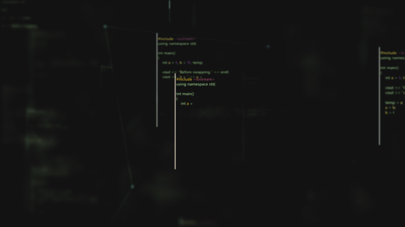 Digital Hacker Program Coding Cyber Screen - Futuristic Hacking Codes in Black Background