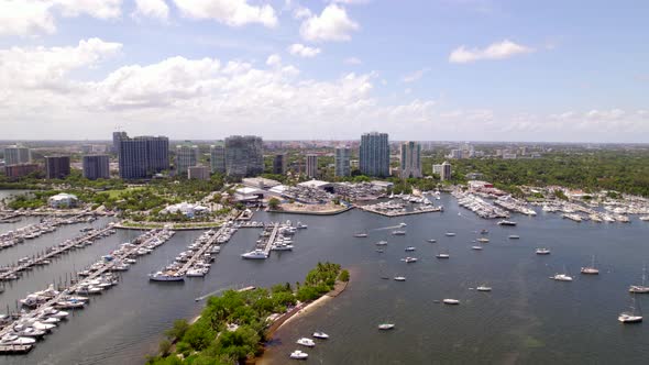 Aerial Approach Coconut Grove Miami Fl Usa