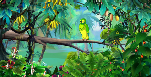 Green Parrot in a Jungle