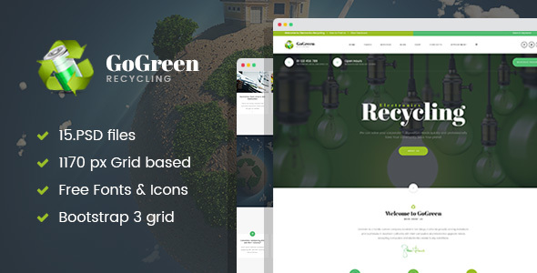 GoGreen - Waste Management and Recycling PSD Template