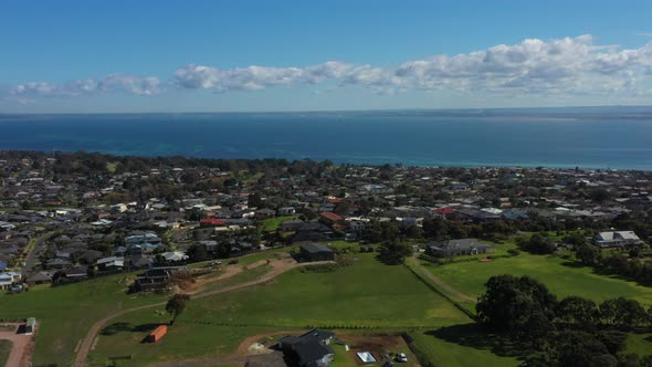 AERIAL Orbital Of Corio Bay Australia And Bellarine Peninsula