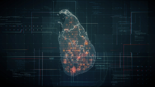 Black Sri Lanka Map with Lines Rollback Camera 4K alt