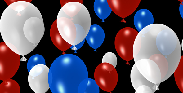 Red White Blue Balloons Transition and Loop