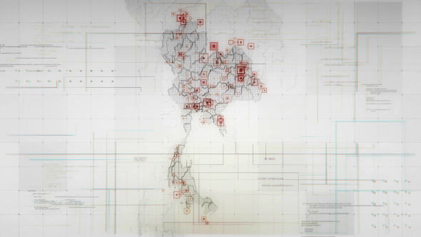 White Thailand Map with Lines Rollback Camera 4K alt