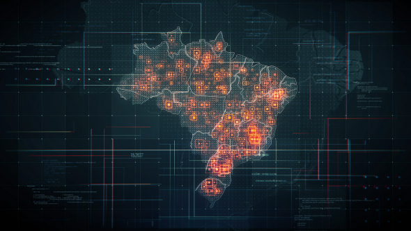 Black Brazil Map with Lines Rollback Camera 4K alt