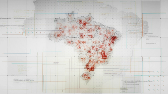 White Brazil Map with Lines Rollback Camera 4K alt