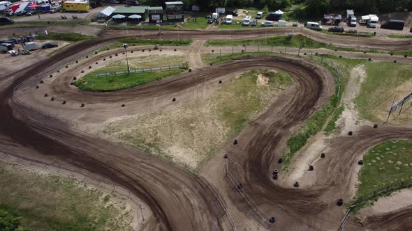 Motorcycles on motocross terrain in the forest in Halle, The Netherlands