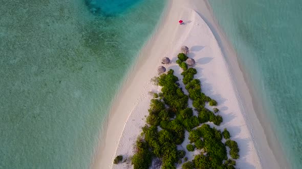 Wide angle sky of sea view beach journey by lagoon with sand background in sunlight