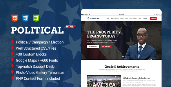 Political - Multipurpose Campaign, Election HTML Template