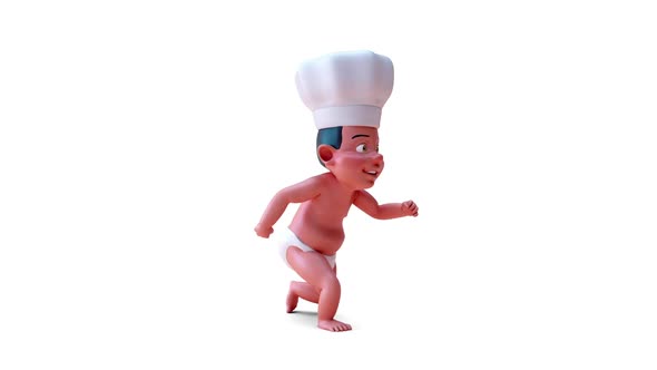 Fun 3D cartoon of a baby chef