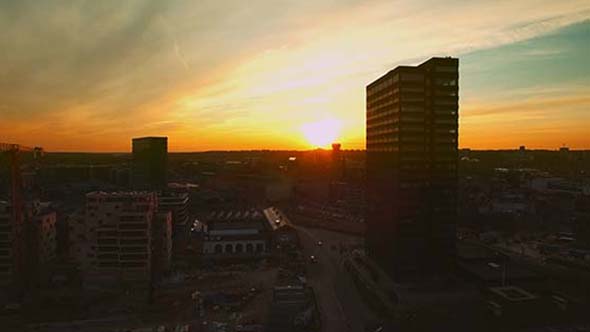 Sunset Over City Aarhus, Denmark