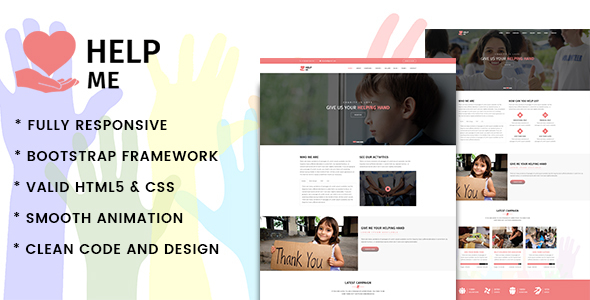 HelpMe | Nonprofit, Donation, Charity HTML5 Template