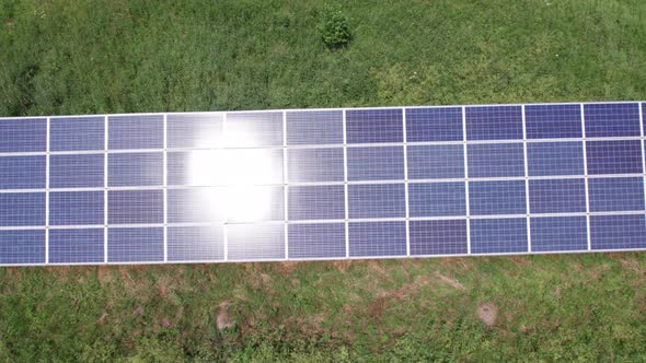 Ecology solar power station panels in the fields green energy at sunset landscape electrical innovat