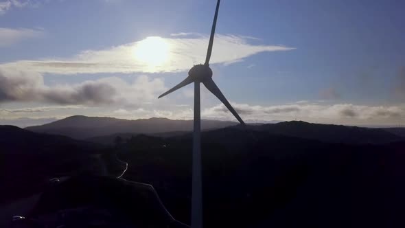 Aerial footage of wind turbine