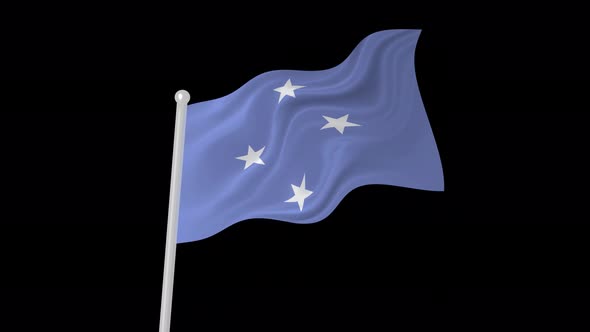 Micronesia Flag Wavy Animated On Black Background