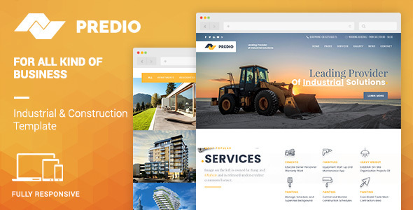 Predio Responsive | Industrial and Construction One Page Muse Template