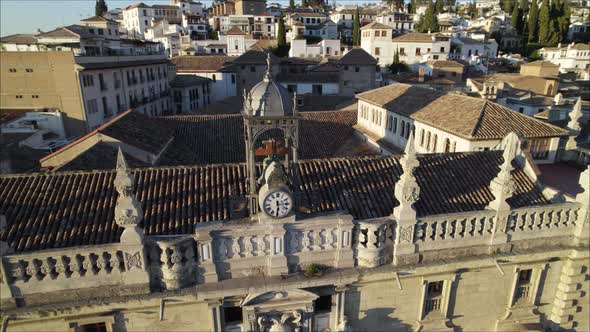 Spectacular architectural detail of Royal Chancellery of Granada, aerial