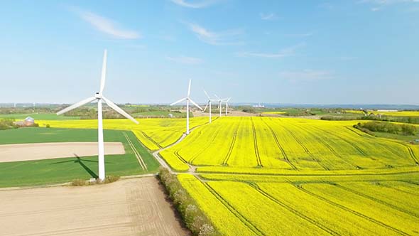 Wind Turbines At A Windmill Farm