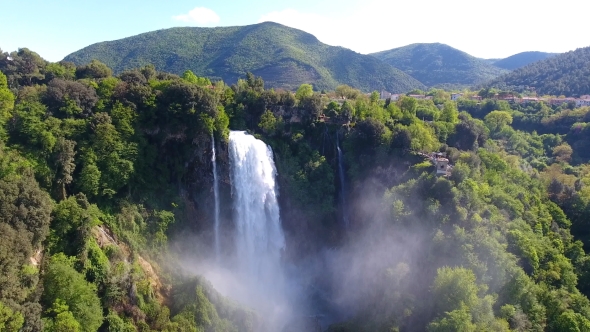 Aerial View of Marmore's Falls in Umbria, Italy