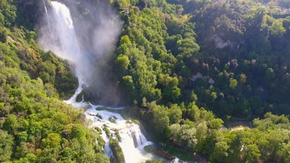 Aerial View of Marmore's Falls in Umbria, Italy