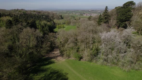 North Cotswold Wooded Valley Spring Season Blossom Trees Aerial Landscape Mickleton Kiftsgate Court