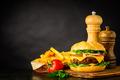 Cheeseburger with French Fries and Copy Space - PhotoDune Item for Sale