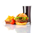 Burger with Cola and French Fries on White Background - PhotoDune Item for Sale