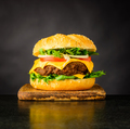 Cheeseburger Sandwich on Dark Background - PhotoDune Item for Sale