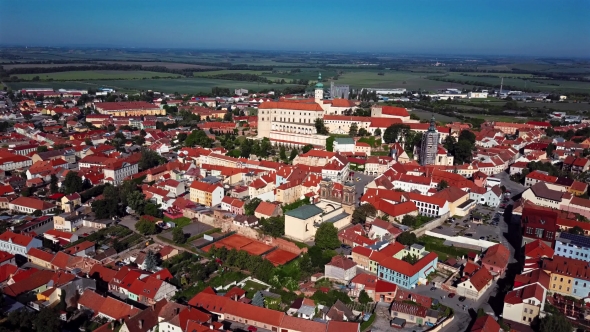 Flight over Town Mikulov, South Moravia, Czech Republic