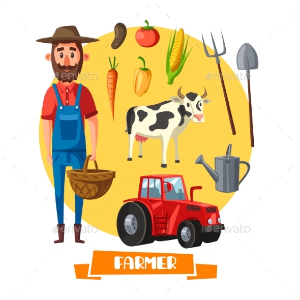 Farmer Profession and Farm Agriculture Vector