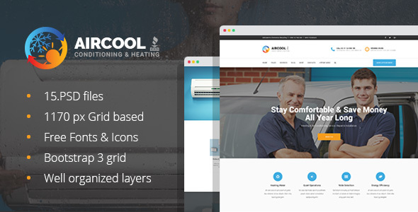 AirCool - Conditioning And Heating PSD Template