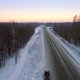 Intercity Highway Among Woodland at Sunset in Winter - VideoHive Item for Sale