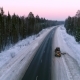 Intercity Highway Among Woodland at Sunset in Winter - VideoHive Item for Sale