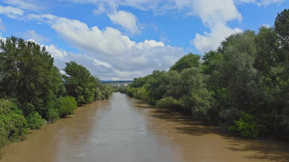 Landscape the River Overflowed Flooded the Valley